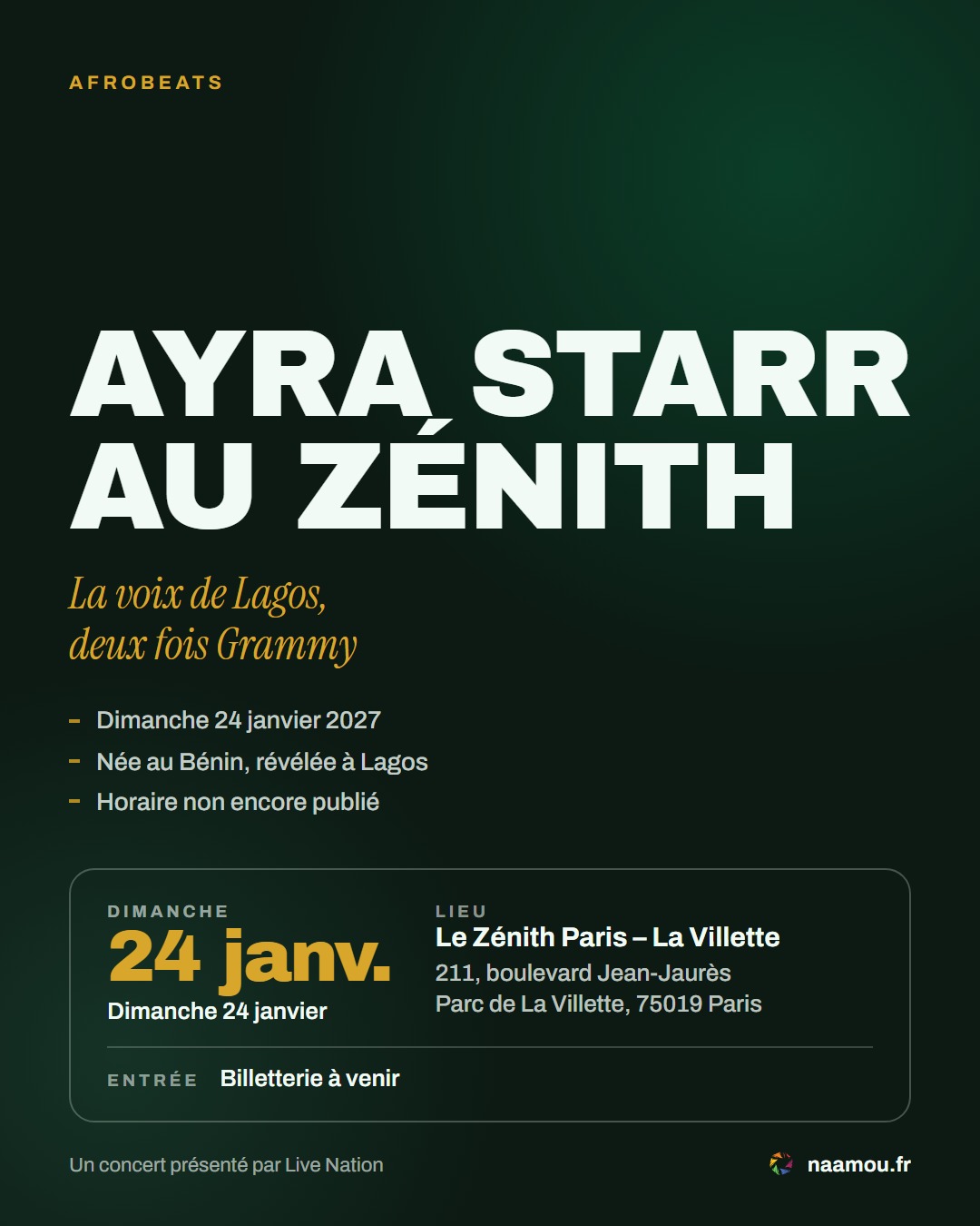 Ayra Starr au Zénith de Paris