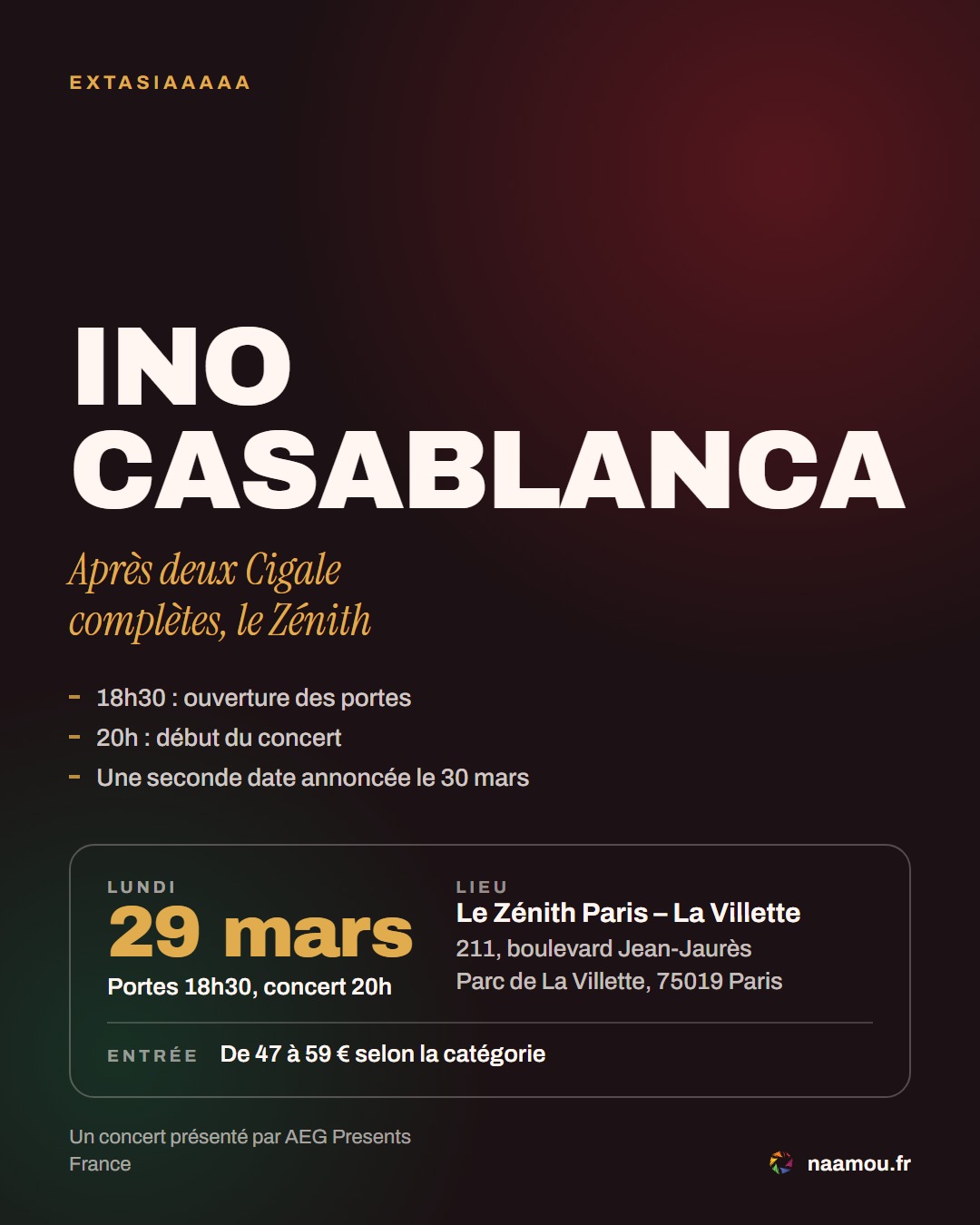 Ino Casablanca au Zénith de Paris